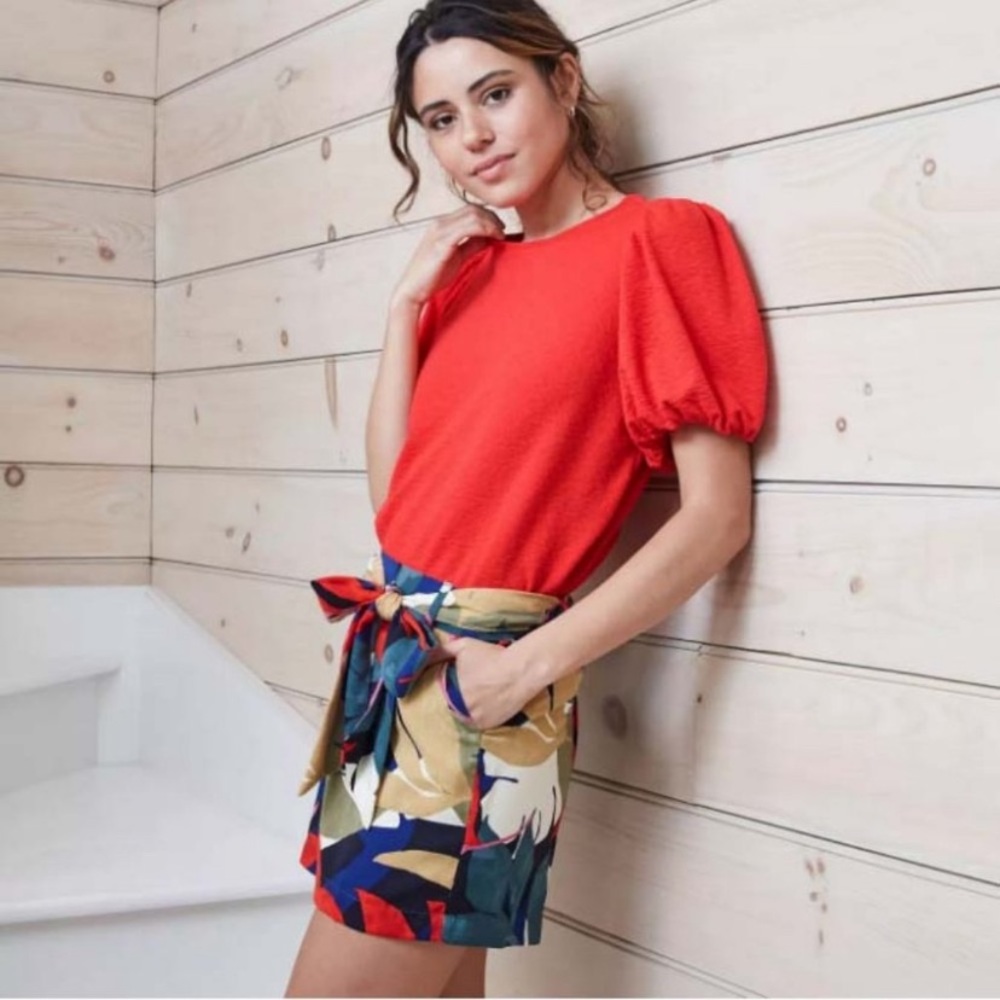 NWT A New Day Red Puff Sleeve Short Sleeve Top - Picture 1 of 11